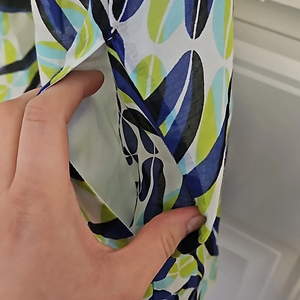 Blue and Green Print Mini Dress Size 5 - Picture 2 of 9